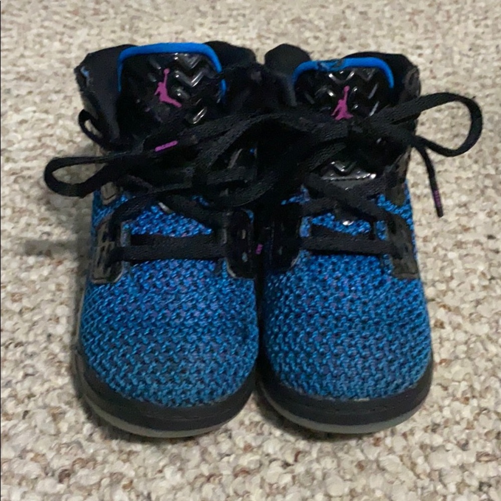 Jordan’s. Blue mesh with purple & black/white